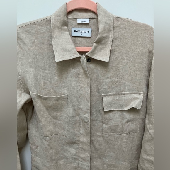 Rivet Utility Bigwig Linen Jumpsuit - Oatmeal - Small - Picture 6 of 11